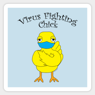 Virus Fighting Chick Curved Text Sticker